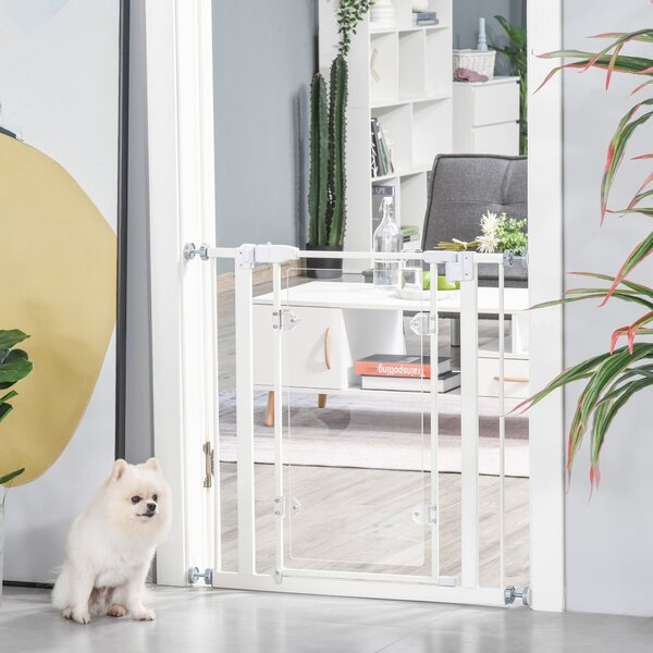 Cancelletto di Sicurezza per Animali Domestici 76,9-81,9 cm in Ferro Bianco