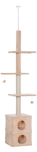 Albero Tiragraffi per Gatti 41x41x240 cm con Corde in Juta Giallo e Bianco