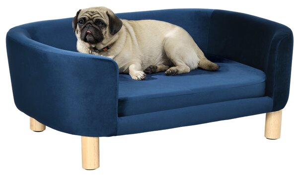 Divano per Cani e Gatti Imbottito 86x55x33 cm in Velluto Blu Navy