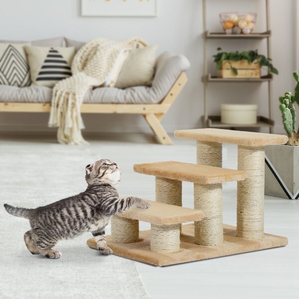 Scaletta per Gatti 3 Gradini 45x35x34 cm Beige