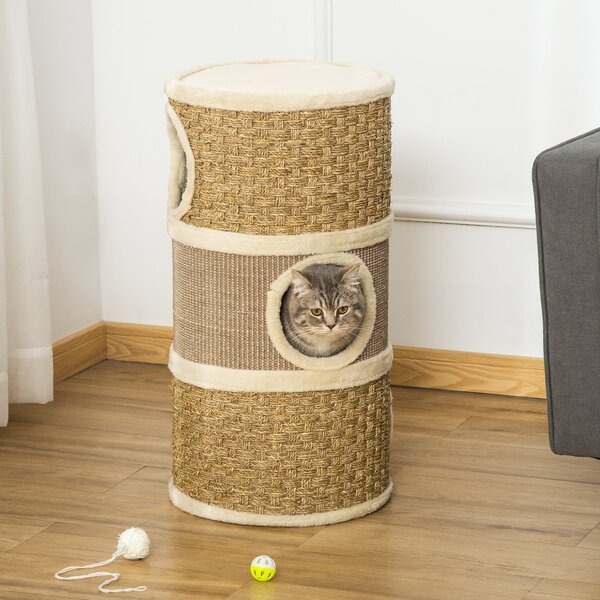 Cuccia per Gatti Tiragraffi a Torre Ø37,5x70 cm con Corda in Sisal Marrone