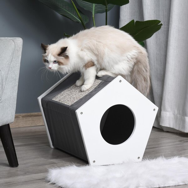 Cuccia per Gatti 41x41x39 cm con Tiragraffi Bianca