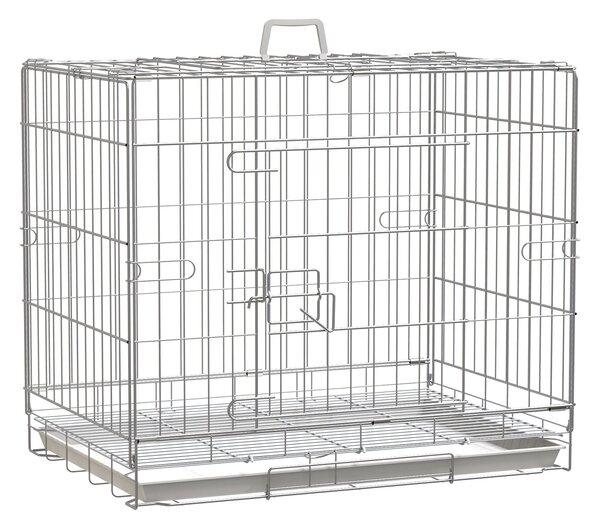 Gabbia Trasportino per Cani Gatti 61x43x53 cm Pieghevole in Metallo