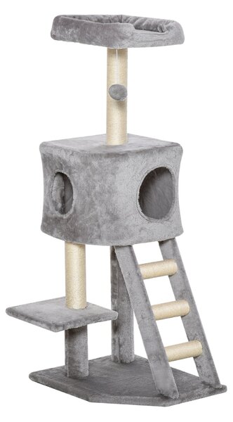 Albero Tiragraffi per Gatti 50x40x120 cm con Cuccia Grigio Chiaro e Beige