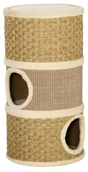 Cuccia per Gatti Tiragraffi a Torre Ø37,5x70 cm con Corda in Sisal Marrone