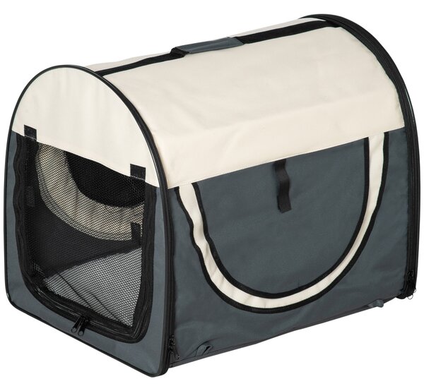 Trasportino per Cani e Gatti Pieghevole 61x46x51 cm in Oxford e PVC Grigio