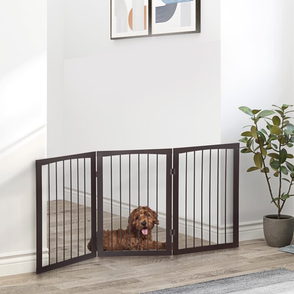 Cancelletto di Sicurezza per Animali Domestici 160x76 cm in MDF Marrone Scuro