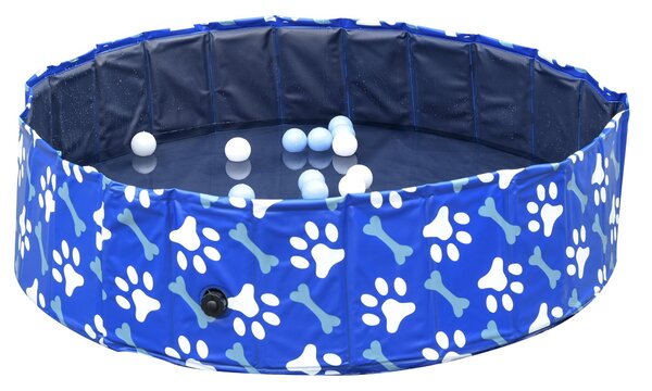 Piscina Rigida per Cani Taglia Media 65 Kg Ø120x30 cm in PVC e Truciolare Blu