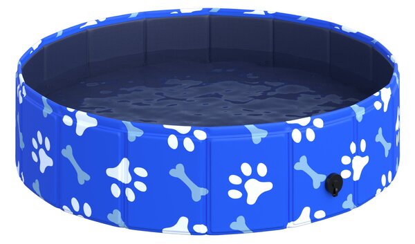 Piscina Rigida per Cani Taglia Piccola 25 Kg Ø80x20 cm in PVC e Truciolare Blu