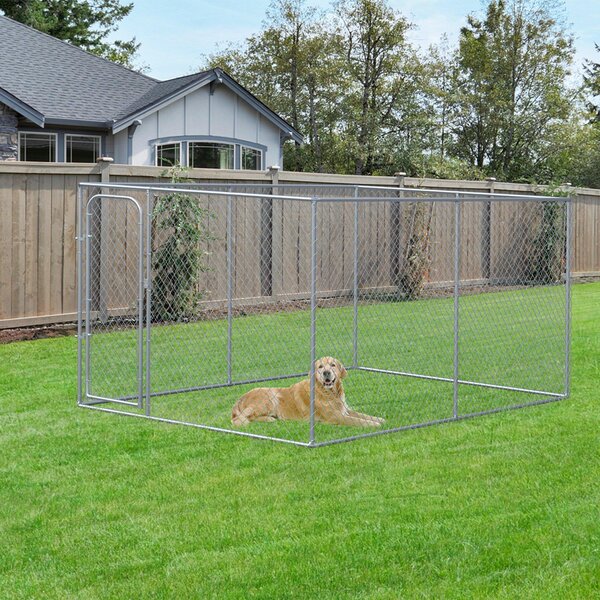 Recinto per Animali Domestici Cani Cuccioli 400x230x182 cm in Metallo Galvanizzato Argento