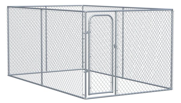 Recinto per Animali Domestici Cani Cuccioli 400x230x182 cm in Metallo Galvanizzato Argento