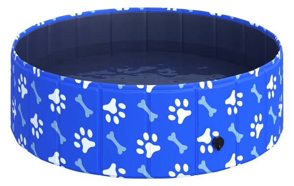 Piscina Rigida per Cani Taglia Piccola 35 Kg Ø100x30 cm in PVC e Truciolare Blu