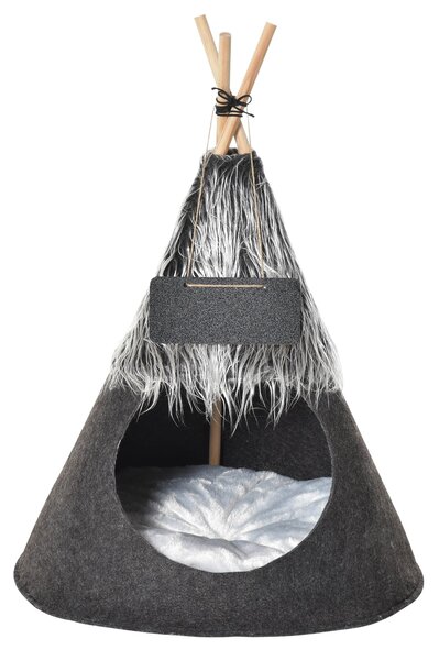 Tenda Cuccia per Gatti e Cani Piccoli Ø50x70 cm in Feltro Peluche Grigio
