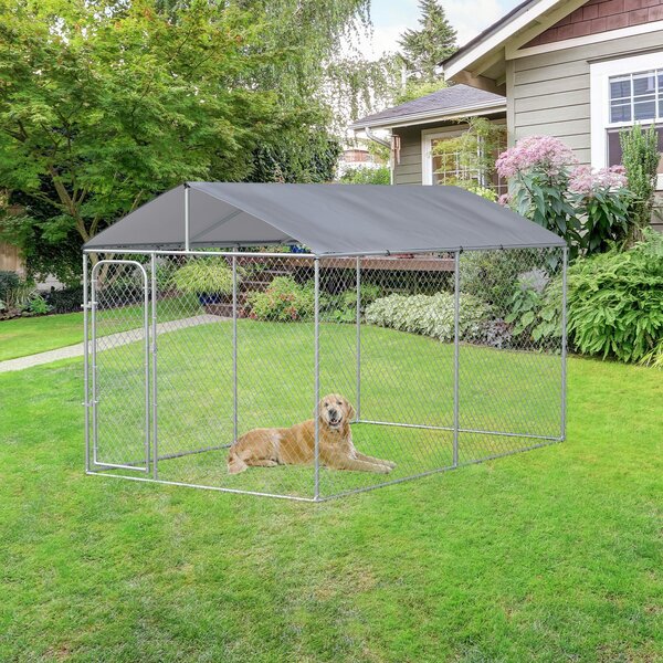 Recinto per Animali Domestici Cani Cuccioli 400x230x232 cm in Metallo Galvanizzato Argento