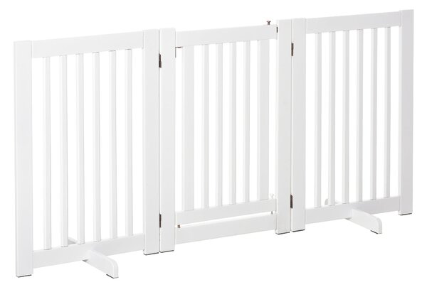 Cancelletto di Sicurezza Pieghevole per Animali Domestici 155x35,5x76 cm in MDF Bianco