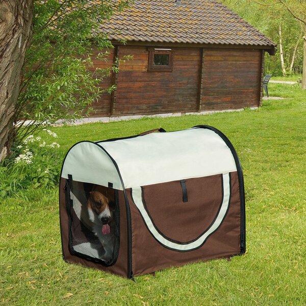 Trasportino per Cani e Gatti Pieghevole 70x51x59 cm in Tessuto Oxford Marrone