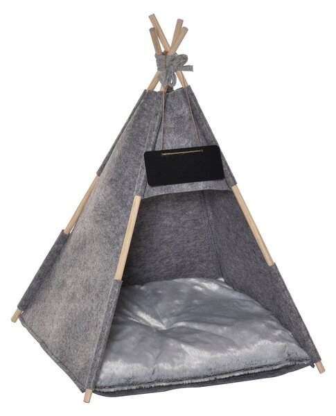 Tenda Cuccia per Gatti e Cani Piccoli 58x58x80 cm in Feltro Peluche Grigio