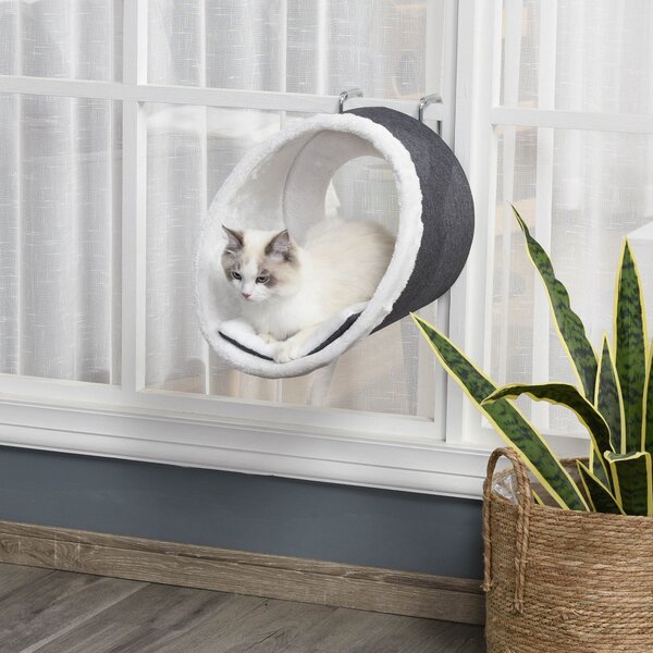 Amaca per Gatti 48x35x35 cm da Termosifone o Finestra Grigio e Bianco