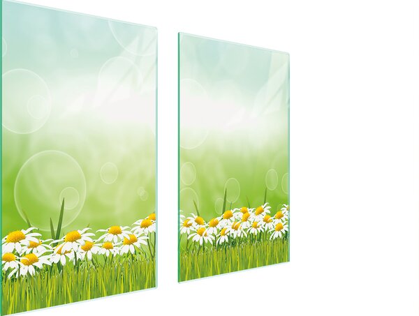 Piastre copri fornelli 2 pezzi 75x52 Copri piano cottura in Vetroceramica tagliere in vetro verde margherita