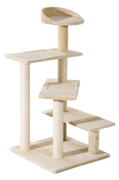 Albero Tiragraffi per Gatti 50x50x100 cm in Sisal e Peluche Beige