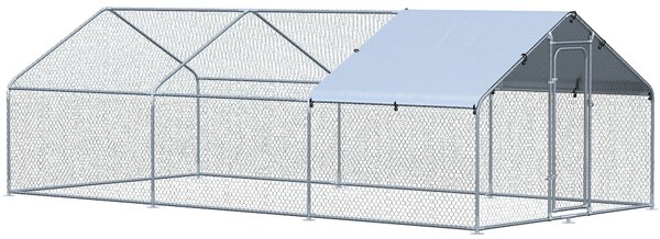 Recinto per Animali Cani Cuccioli Galline 300x600x195 cm in Metallo Galvanizzato Argento