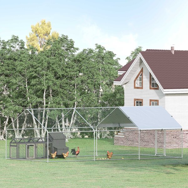 Recinto per Animali Cani Cuccioli Galline 300x600x195 cm in Metallo Galvanizzato Argento