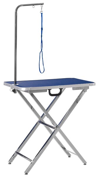 Tavolo da Toelettatura e Tosatura Pieghevole per Cani e Gatti 70x45x74-81 cm Carico 70Kg Blu