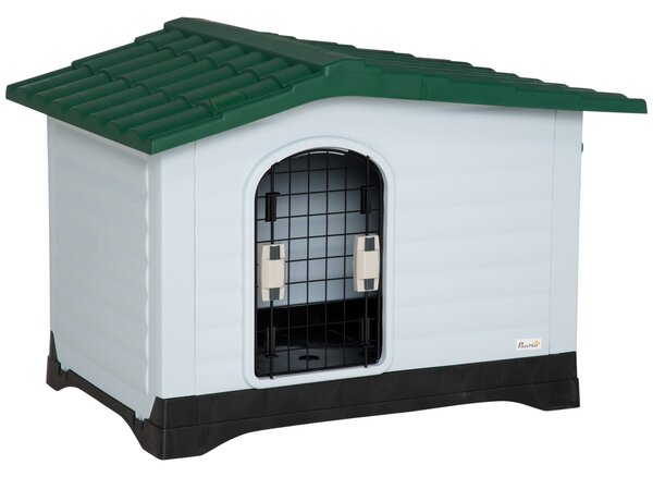 Cuccia per Cani Taglia Piccola 91x69x66 cm con Cancelletto Rimovibile Bianca e Verde