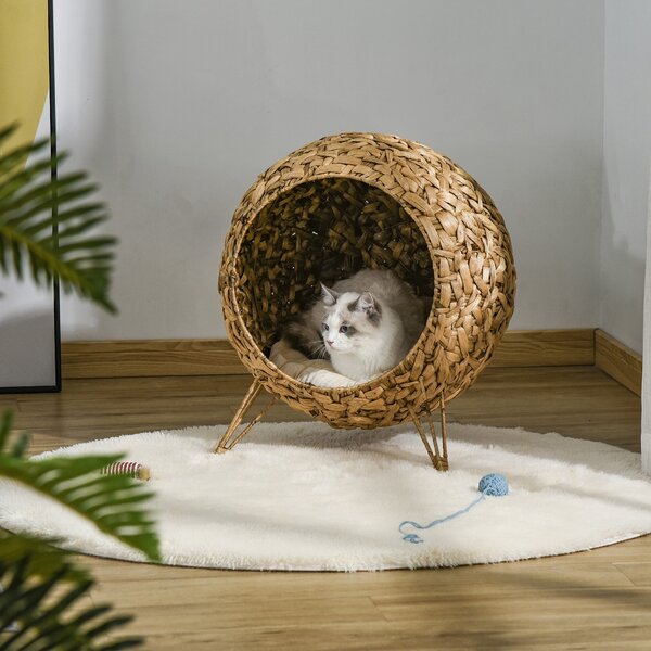 Cuccia per Gatti Ø52,58 cm in Rattan Sintentico Marrone