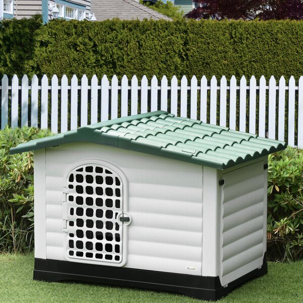 Cuccia per Cani Taglia Piccola 111x84x80 cm in Plastica Bianca e Verde