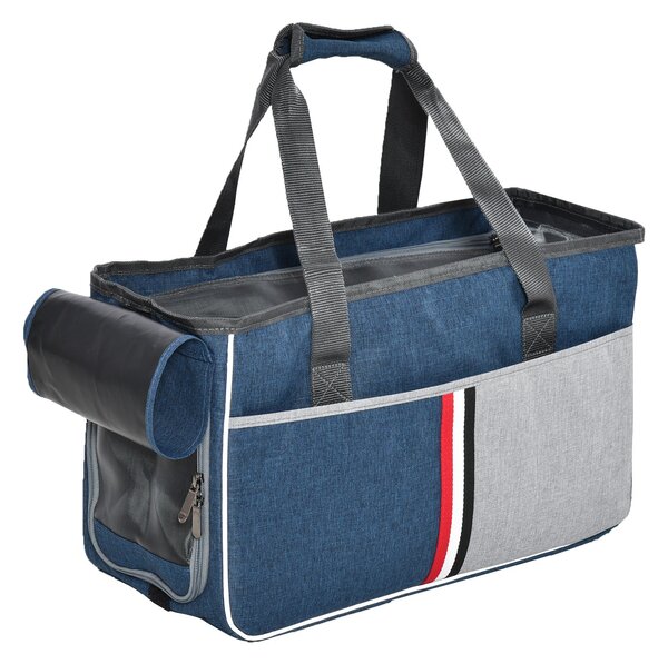 Trasportino per Cani e Gatti 47x20x28 cm in Oxford con Rete Traspirante Blu