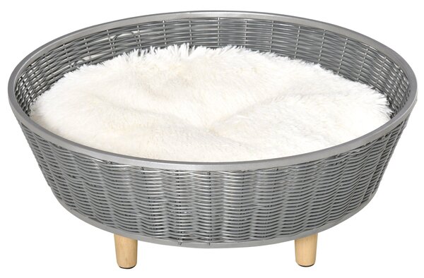 Cuccia per Gatti e Cani Ø60x23,5 cm in Vimini Sintetico Grigio