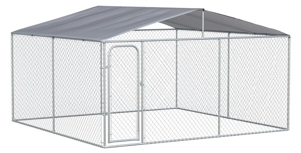 Kennel per Cani da Esterno 400x400x232 cm in Metallo Argento