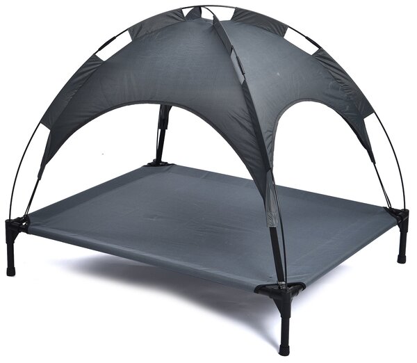 Brandina per Cani 105x85x85 cm con Tettuccio in Metallo e Tessuto Grigio
