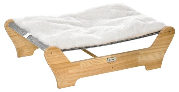 Cuccia per Gatti 68x43x20 cm con Cuscino in Peluche Bianco e Grigio
