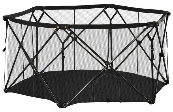 Recinto per Cani Pieghevole 148x134x67 cm in Acciaio e Tessuto Nero