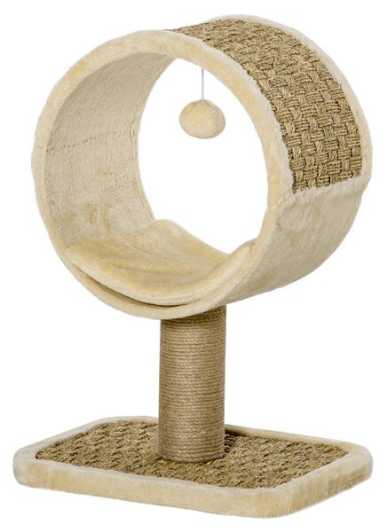 Tunnel Tiragraffi per Gatti Adulti 40x30x56 cm con Pallina Beige
