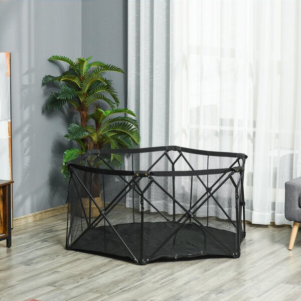 Recinto per Cani Pieghevole 148x134x67 cm in Acciaio e Tessuto Nero
