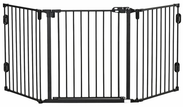 Cancelletto di Sicurezza Pieghevole per Animali Domestici 202,5x2x76 cm in Acciaio Nero