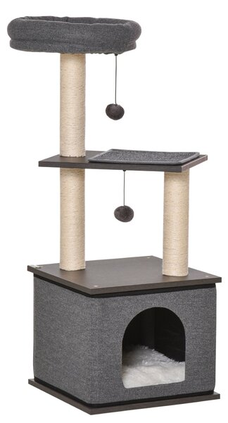 Albero Tiragraffi per Gatti 40x40x104 cm in Sisal Grigio