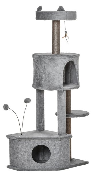 Albero Tiragraffi per Gatti 60x40x133 cm in Sisal e Peluche Grigio