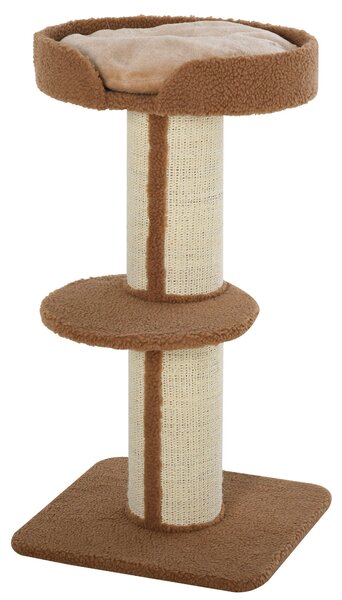 Albero Tiragraffi per Gatti 45x45x91 cm in Corda Sisal Rivestimento Peluche e Pali Marrone