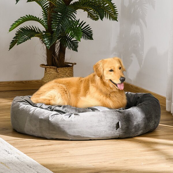 Cuccia Imbottita per Cani 102x74x23 cm in Tessuto Vellutato Grigio Scuro
