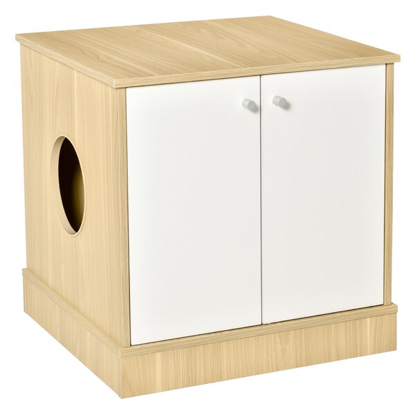 Mobile Lettiera per Gatti 60x55x62,5 cm in Legno Legno e Bianco