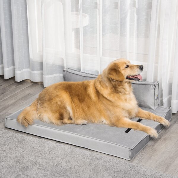 Cuccia per Cani e Gatti 99x71x28 cm in Tessuto Effetto Velluto Grigio
