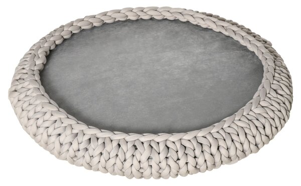 Cuccia per Cani e Gatti Ø93x15 cm in Tessuto Effetto Velluto Grigia