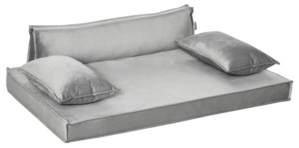 Cuccia per Cani e Gatti 99x71x28 cm in Tessuto Effetto Velluto Grigio