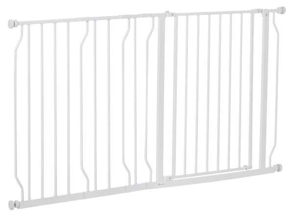 Cancelletto Sicurezza Regolabile per Cani 75-145 cm in Acciaio e ABS Bianco