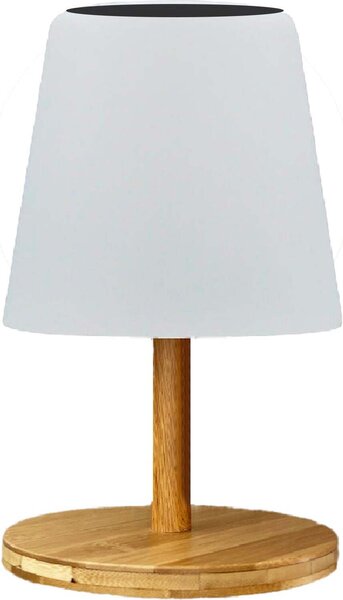 Lampada da tavolo solare e ricaricabile a LED bianco caldo/bianco dimmerabile con base in bambù STANDY MINI WOOD SOLAR H25cm