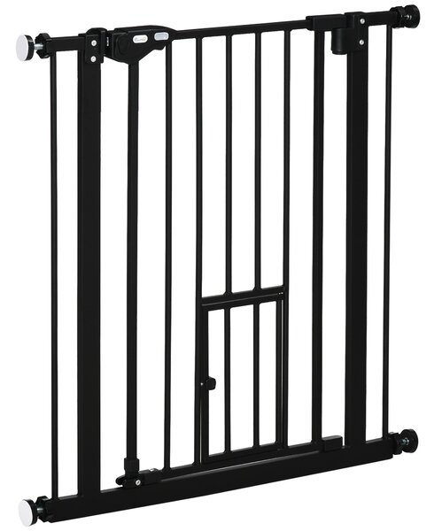 Cancelletto Sicurezza Regolabile per Cani 74-80 cm con Chiusura Automatica Nero